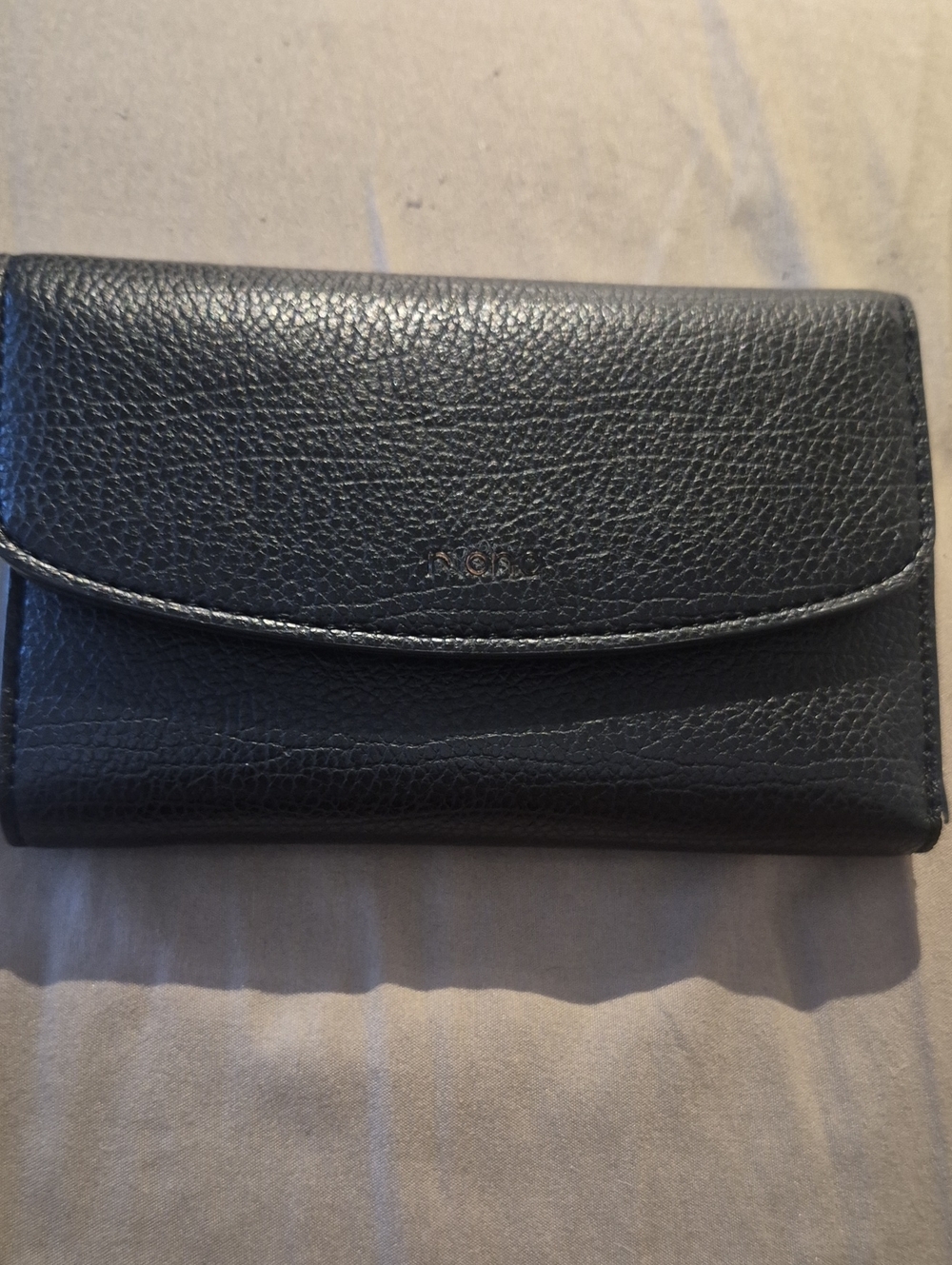 Women's Black Pebbled Leather Wallet - Sleek Fold Organizer